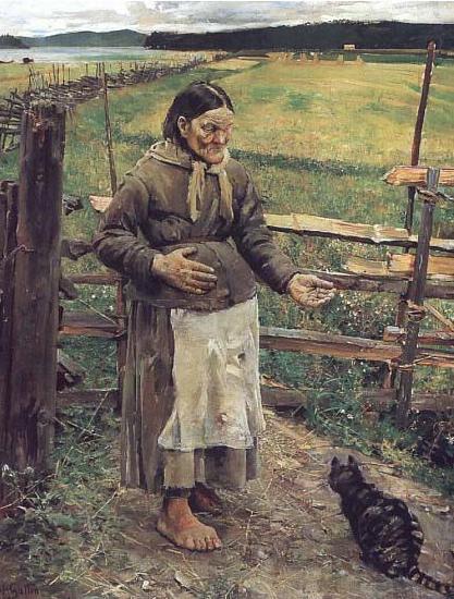 Akseli Gallen-Kallela Old Woman With a Cat oil painting picture